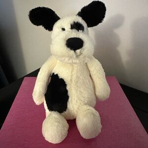 Jellycat Black and White Stuffed Dog Plush Toy